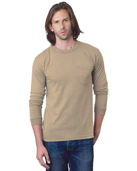 Bayside 8100 USA-Made Long Sleeve T-Shirt with a Pocket - Sand - HIT a Double