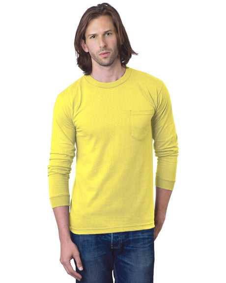 Bayside 8100 USA-Made Long Sleeve T-Shirt with a Pocket - Yellow - HIT a Double