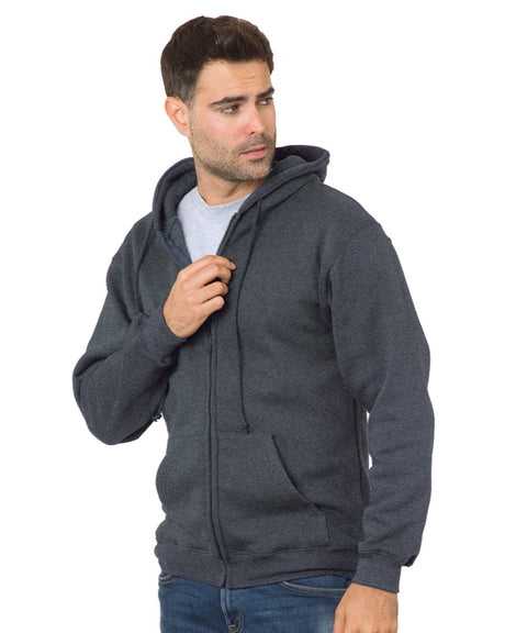 Bayside 900 USA-Made Full-Zip Hooded Sweatshirt - Charcoal Heather - HIT a Double