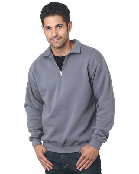 Bayside 920 USA-Made Quarter-Zip Pullover Sweatshirt - Charcoal - HIT a Double