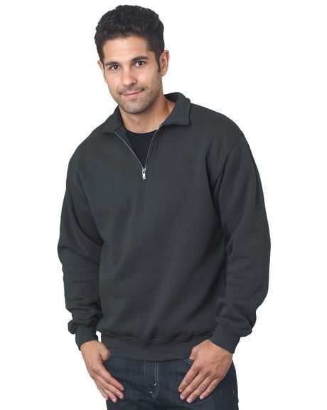 Bayside 920 USA-Made Quarter-Zip Pullover Sweatshirt - Charcoal Heather - HIT a Double
