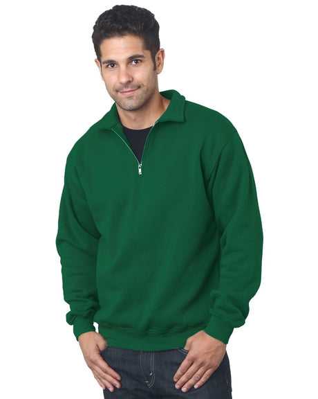 Bayside 920 USA-Made Quarter-Zip Pullover Sweatshirt - Hunter Green - HIT a Double