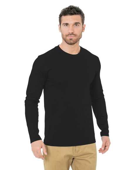 Bayside 9550 Unisex Fine Jersey Long Sleeve Crewneck T-Shirt - Black - HIT a Double