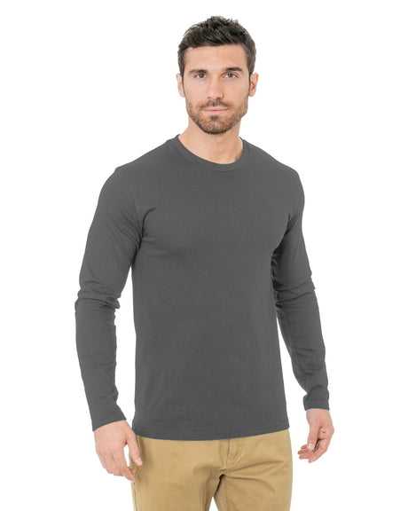 Bayside 9550 Unisex Fine Jersey Long Sleeve Crewneck T-Shirt - Charcoal - HIT a Double