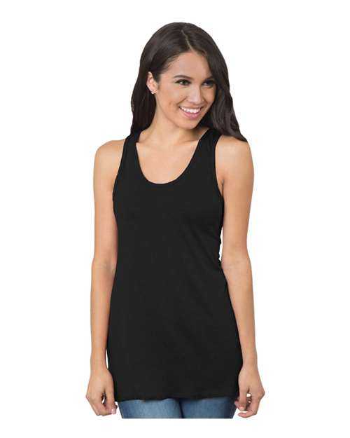 Bayside 9600 Women&#39;s Triblend Racerback Tank Top - Tri Black Solid - HIT a Double