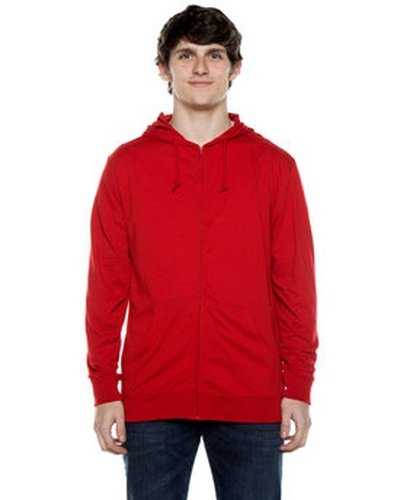 Beimar AZJ702 Unisex 45 oz Jersey Long-Sleeve Full-Zip Hooded T-Shirt - Scarlet - HIT a Double