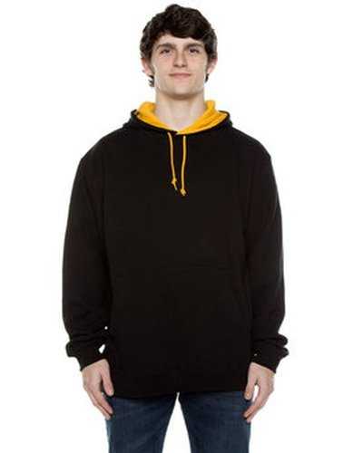 Beimar Drop Ship F1023 Unisex 10 oz 80 20 Poly Cotton Contrast Hood Sweatshirt - Black Gold - HIT a Double