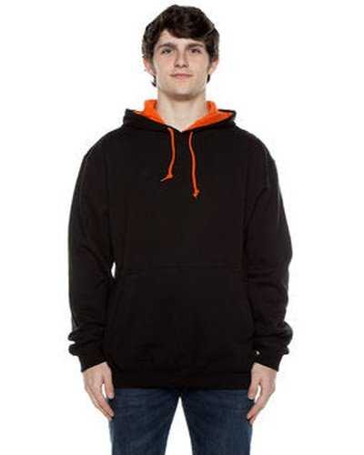Beimar F1023 Unisex 10 oz 80 20 Poly Cotton Contrast Hood Sweatshirt - Black Orange - HIT a Double
