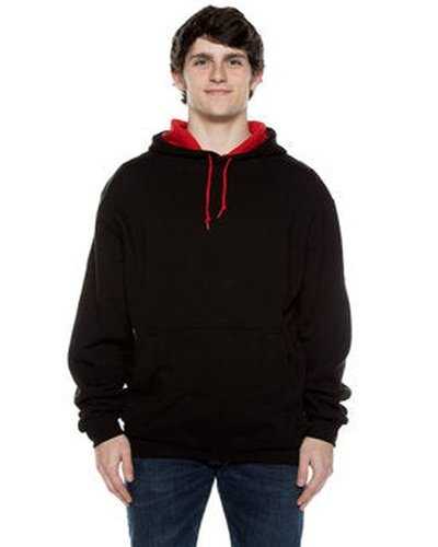 Beimar F1023 Unisex 10 oz 80 20 Poly Cotton Contrast Hood Sweatshirt - Black Scarlet - HIT a Double
