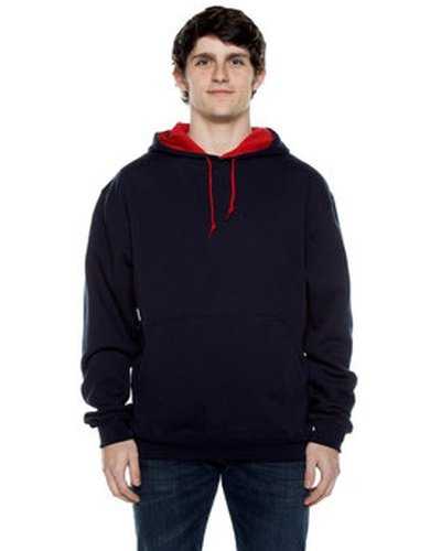 Beimar F1023 Unisex 10 oz 80 20 Poly Cotton Contrast Hood Sweatshirt - Deep Navy Scarlet - HIT a Double