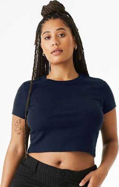 Bella + Canvas 1010 Women&#39;s Micro Rib Baby Tee - Solid Navy Blend - HIT a Double - 2