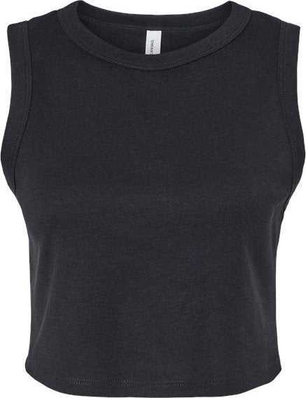Bella + Canvas 1013 Women&#39;s Micro Rib Muscle Crop Tank - Solid Black Blend - HIT a Double - 1