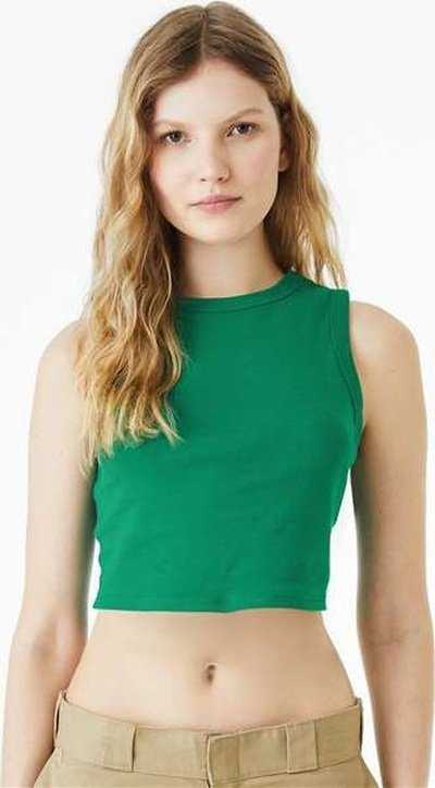 Bella + Canvas 1013 Women&#39;s Micro Rib Muscle Crop Tank - Solid Kelly Blend - HIT a Double - 2
