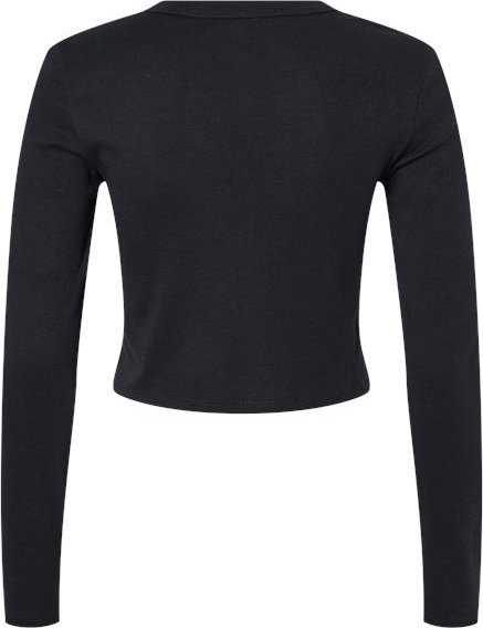 Bella + Canvas 1501 Women&#39;s Micro Rib Long Sleeve Baby Tee - Solid Black Blend - HIT a Double - 5
