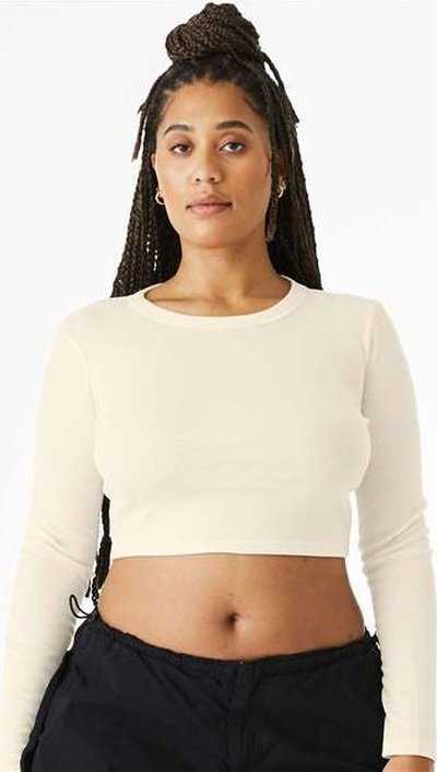Bella + Canvas 1501 Women's Micro Rib Long Sleeve Baby Tee - Solid Natural Blend - HIT a Double - 1