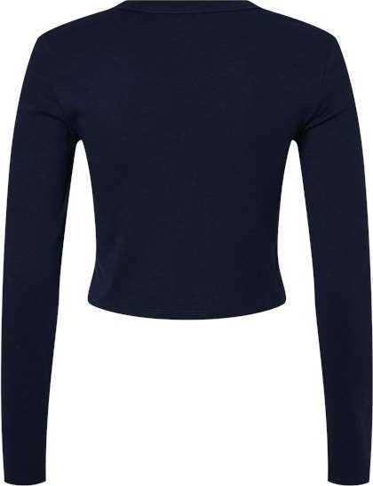 Bella + Canvas 1501 Women&#39;s Micro Rib Long Sleeve Baby Tee - Solid Navy Blend - HIT a Double - 5