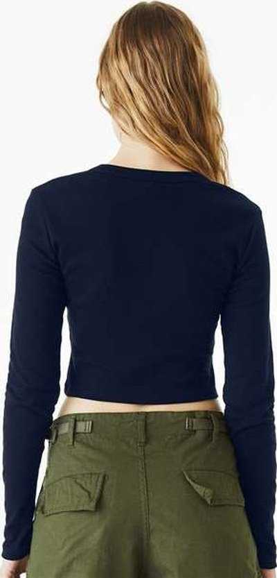 Bella + Canvas 1501 Women&#39;s Micro Rib Long Sleeve Baby Tee - Solid Navy Blend - HIT a Double - 4