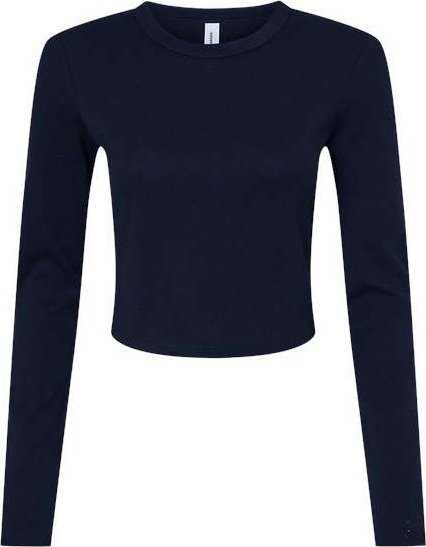 Bella + Canvas 1501 Women&#39;s Micro Rib Long Sleeve Baby Tee - Solid Navy Blend - HIT a Double - 1
