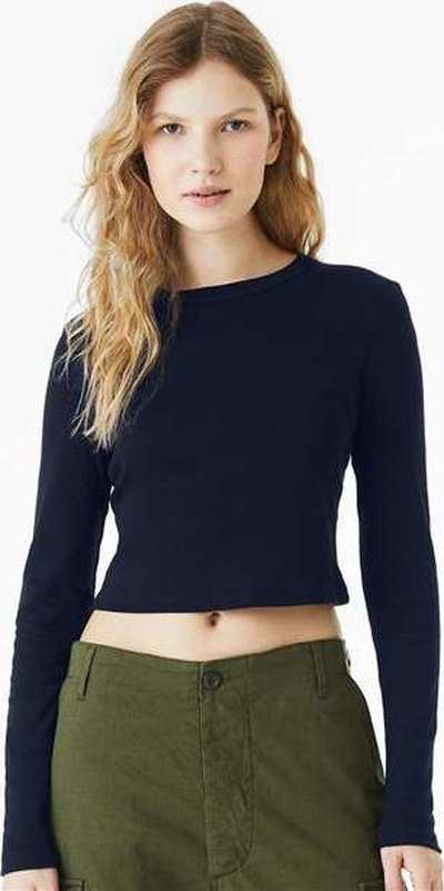 Bella + Canvas 1501 Women&#39;s Micro Rib Long Sleeve Baby Tee - Solid Navy Blend - HIT a Double - 2