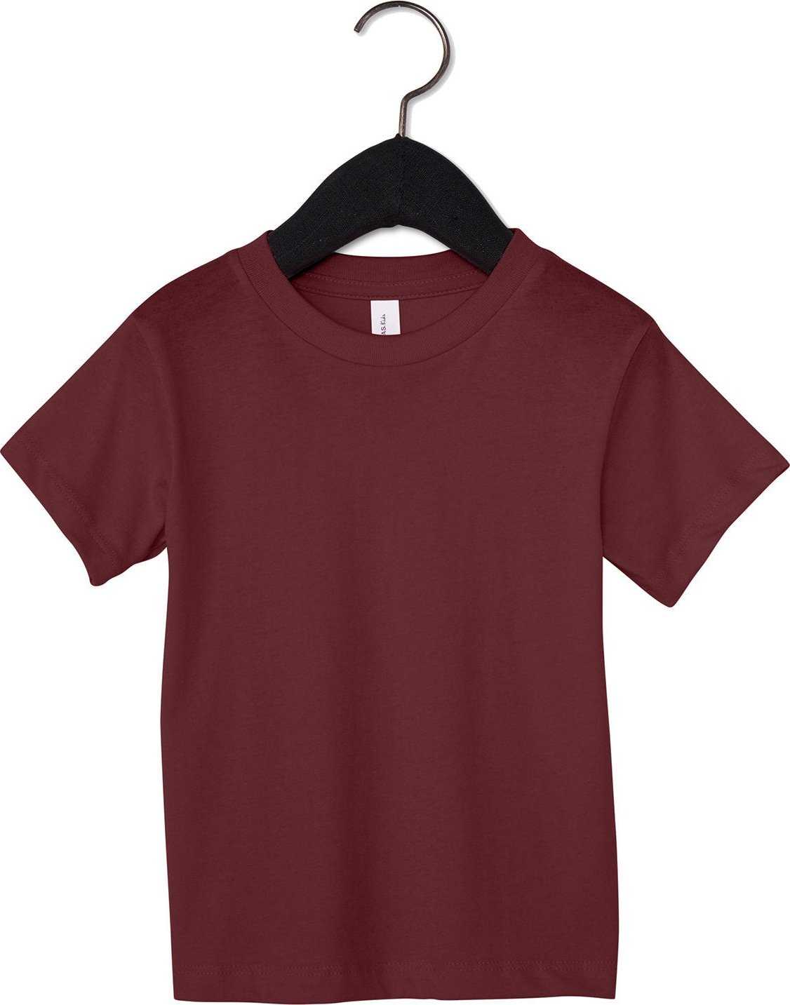 Bella + Canvas 3001T Toddler Jersey Short-Sleeve T-Shirt - MAROON - HIT a Double - 1