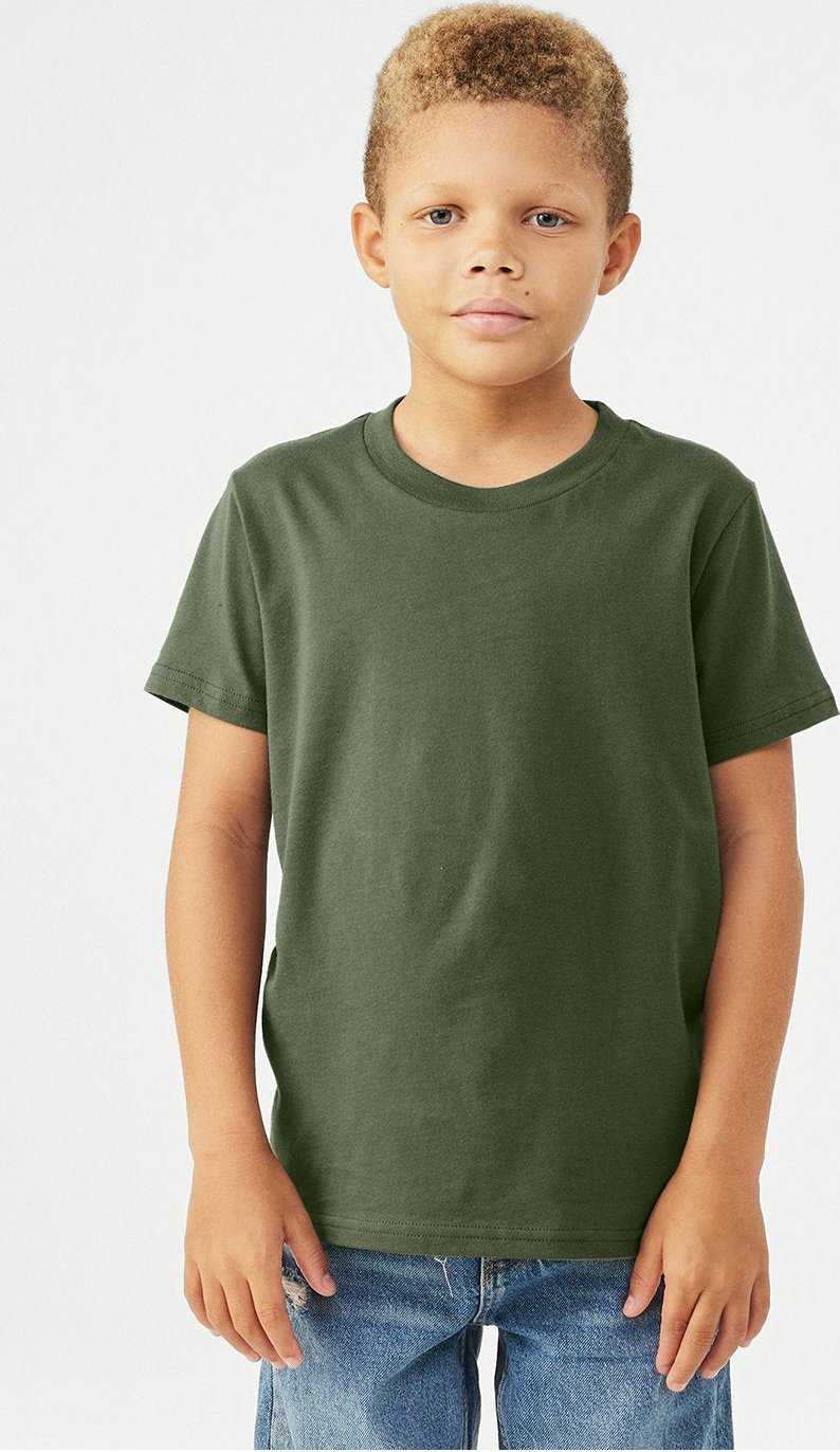 Bella + Canvas 3001Y Youth Jersey T-Shirt - MILITARY GREEN - HIT a Double - 1
