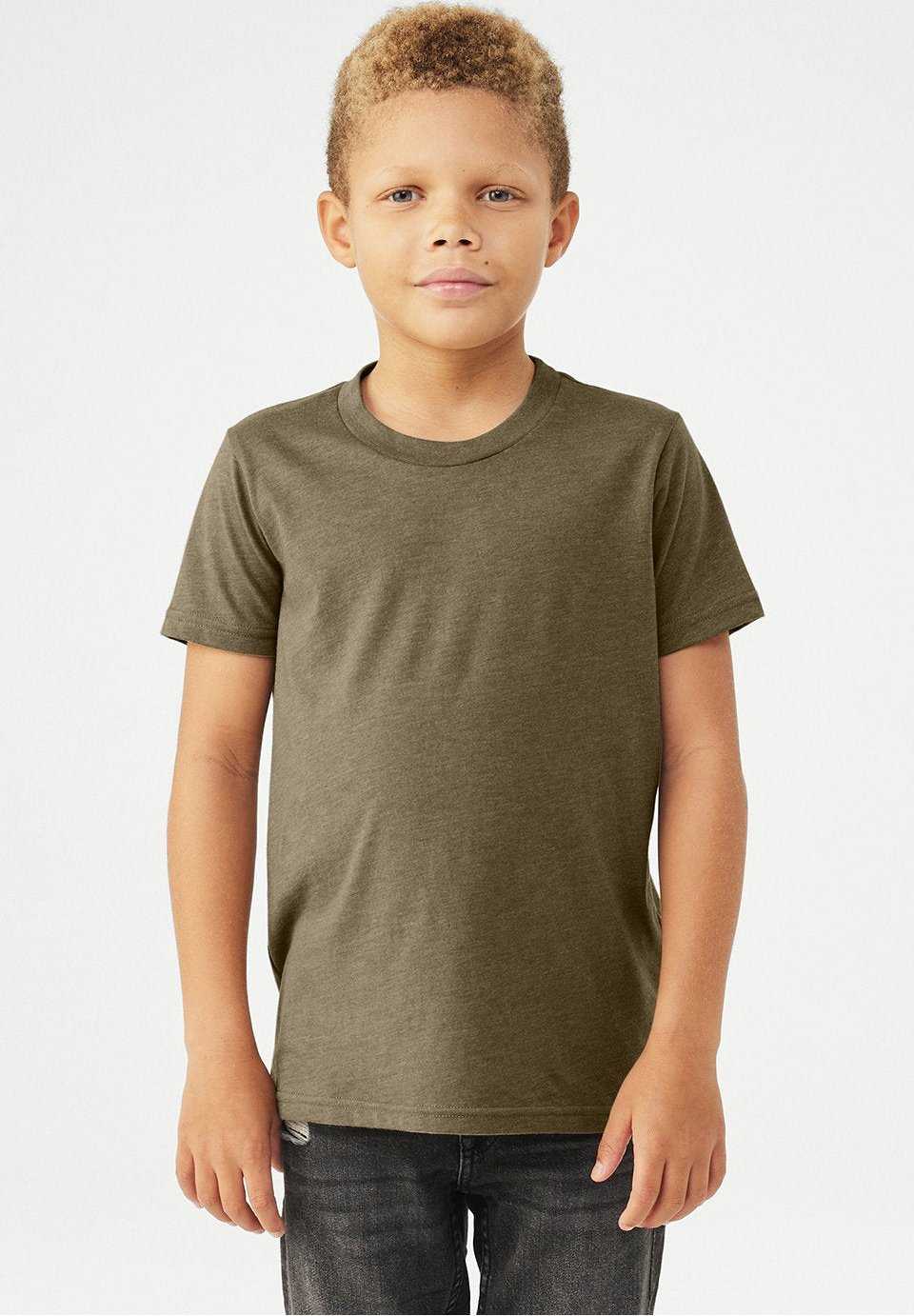 Bella + Canvas 3001YCV Youth Cvc Jersey T-Shirt - HEATHER OLIVE - HIT a Double - 1