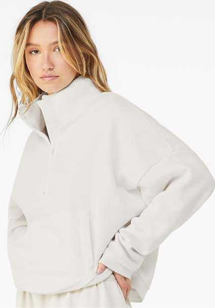Bella + Canvas 3953 Womens Sponge Fleece Half Zip Pullover - Vintage White - HIT a Double - 1