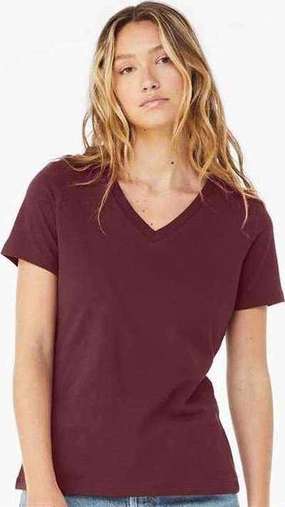 Bella + Canvas 6405 Womens Relaxed Jersey V-Neck Tee - Maroon - HIT a Double - 2