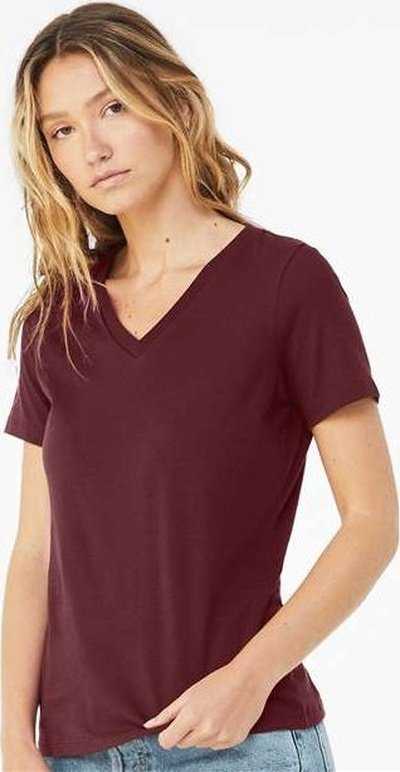Bella + Canvas 6405 Womens Relaxed Jersey V-Neck Tee - Maroon - HIT a Double - 3