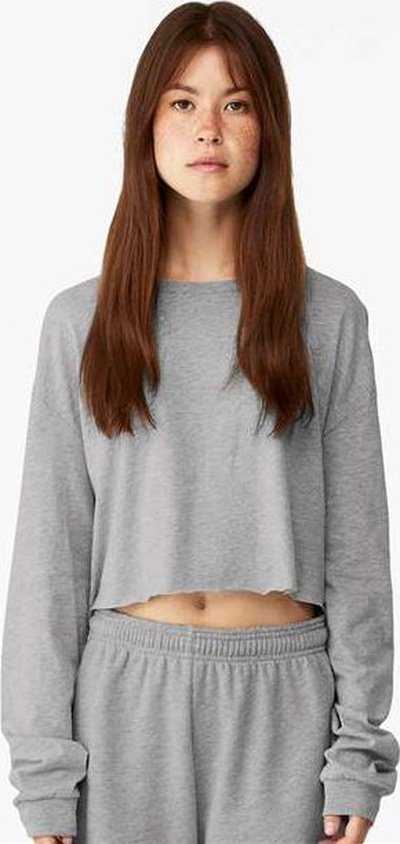Bella + Canvas 6501 FWD Fashion Women&#39;s Crop Long Sleeve Tee - Athletic Heather - HIT a Double - 1