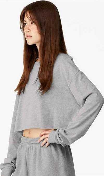 Bella + Canvas 6501 FWD Fashion Women&#39;s Crop Long Sleeve Tee - Athletic Heather - HIT a Double - 2