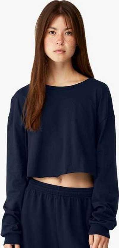 Bella + Canvas 6501 FWD Fashion Women&#39;s Crop Long Sleeve Tee - Navy - HIT a Double - 1