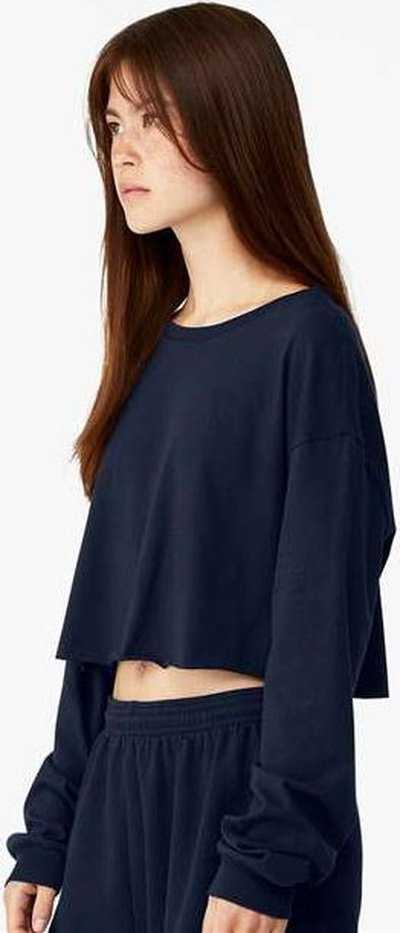 Bella + Canvas 6501 FWD Fashion Women's Crop Long Sleeve Tee - Navy - HIT a Double - 1