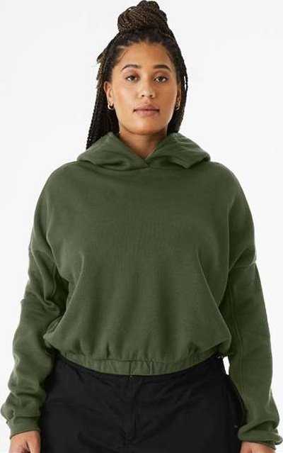 Bella + Canvas 7506 FWD Fashion Women&#39;s Sponge Fleece Cinched Bottom Hoodie - Military Green - HIT a Double - 1