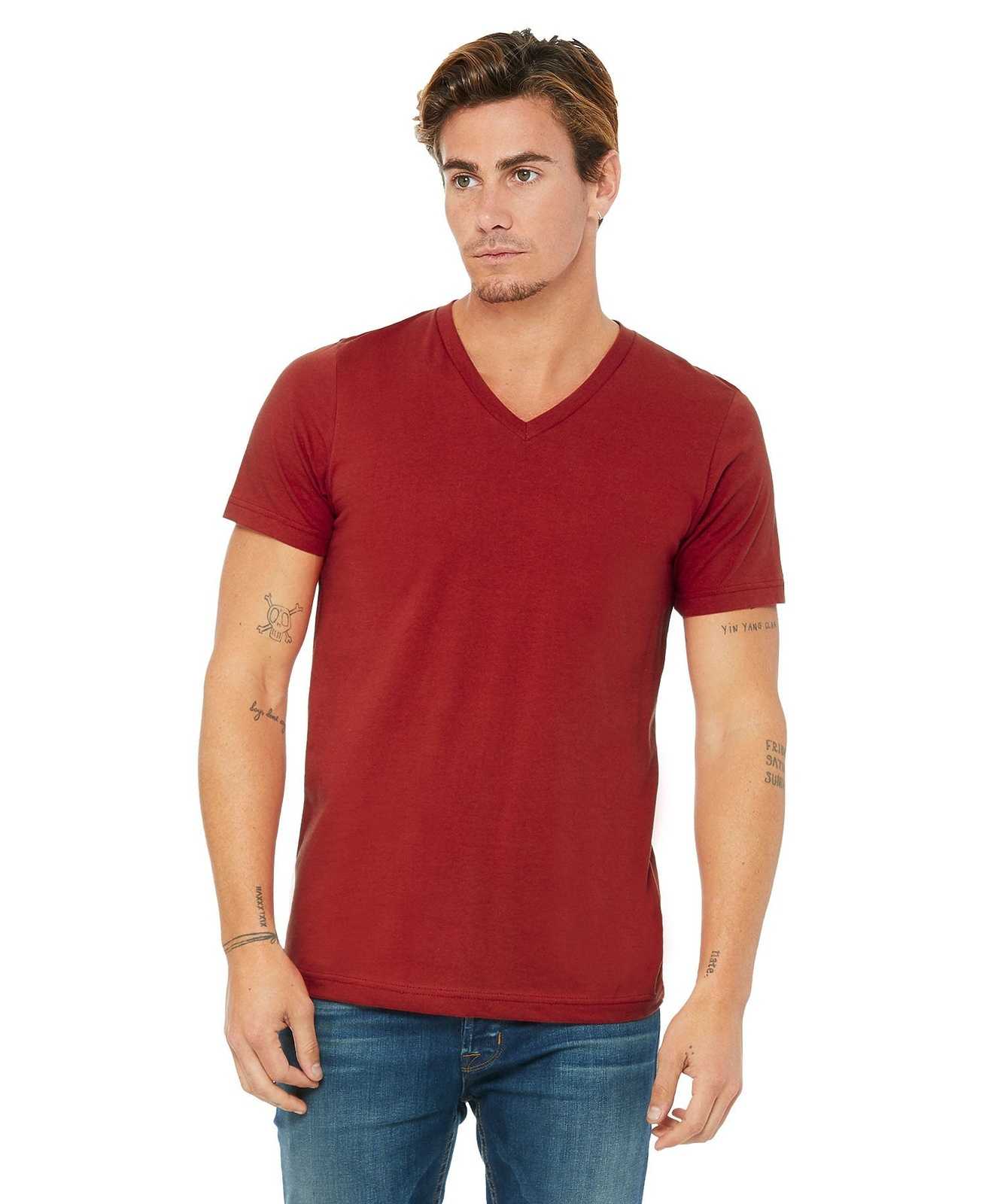 Bella + Canvas 3005 Unisex Jersey Short Sleeve V-Neck Tee - Canvas Red - HIT a Double