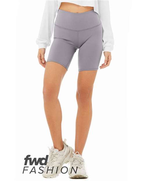 Bella + Canvas 0814 FWD Fashion Women&#39;s High Waist Biker Shorts - Storm - HIT a Double