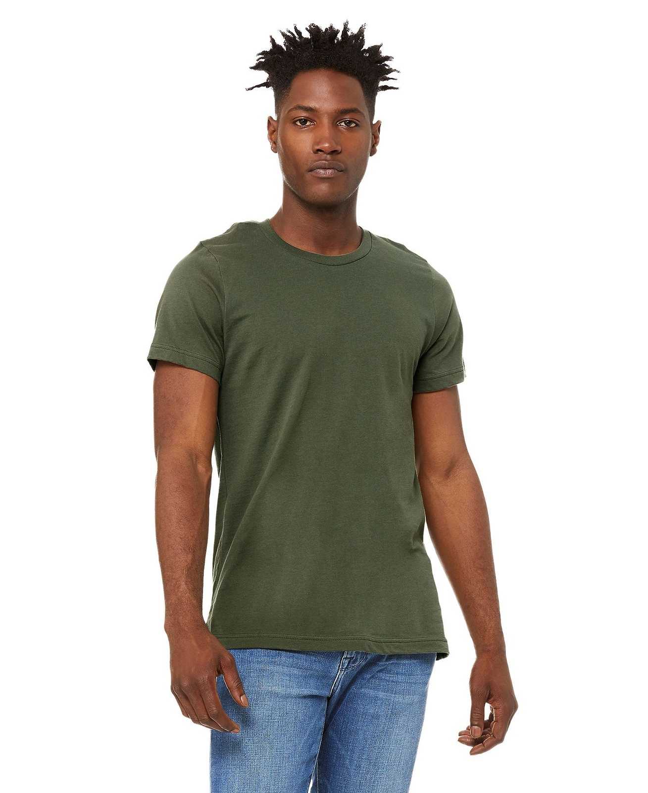 Bella + Canvas 3001U Unisex Made In The USA Jersey Short Sleeve Tee - Military Green - HIT a Double