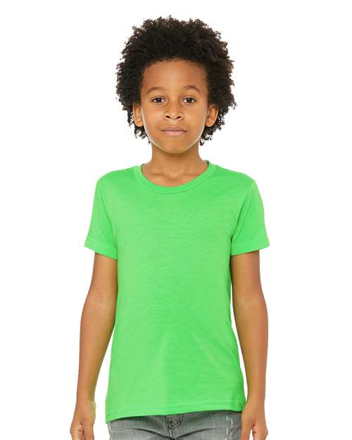Bella + Canvas 3001YCVC Youth CVC Unisex Jersey Tee - Neon Green - HIT a Double - 1