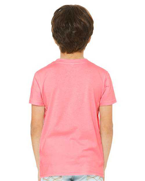 Bella + Canvas 3001YCVC Youth CVC Unisex Jersey Tee - Neon Pink - HIT a Double - 3