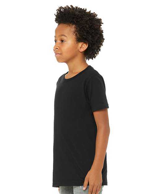 Bella + Canvas 3001YCVC Youth CVC Unisex Jersey Tee - Solid Black Blend - HIT a Double - 1