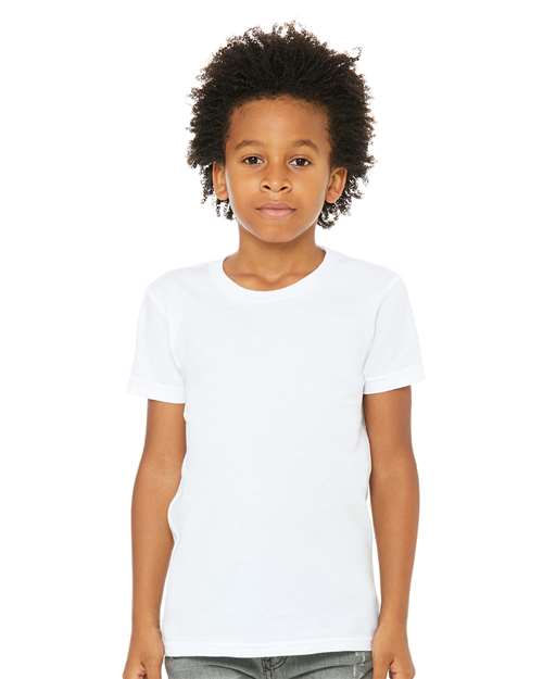 Bella + Canvas 3001YCVC Youth CVC Unisex Jersey Tee - Solid White Blend - HIT a Double - 2