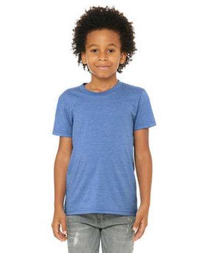 Bella + Canvas 3001YCV Youth CVC Jersey T-Shirt - Heather Columbia Blue - HIT a Double