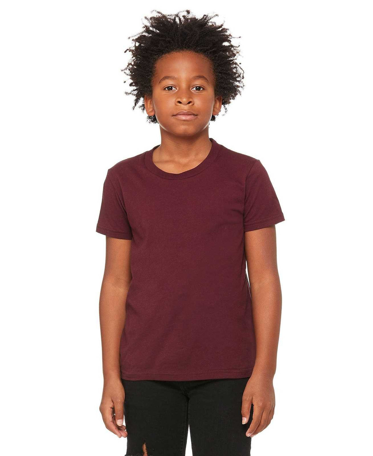 Bella + Canvas 3001Y Youth Jersey Short Sleeve Tee - Maroon - HIT a Double