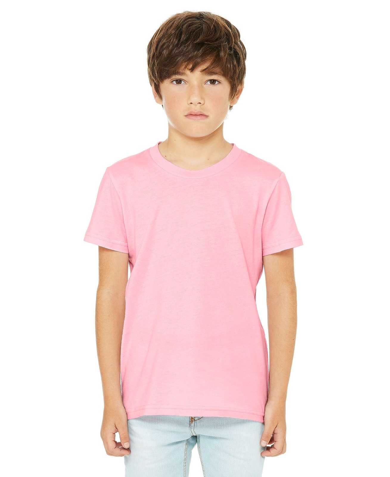 Bella + Canvas 3001Y Youth Jersey Short Sleeve Tee - Pink - HIT a Double
