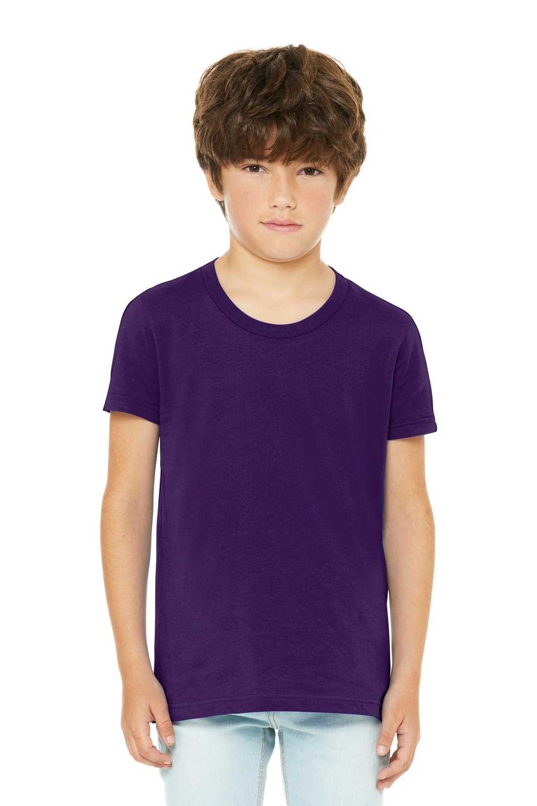 Bella + Canvas 3001Y Youth Jersey Short Sleeve Tee - Team Purple - HIT a Double