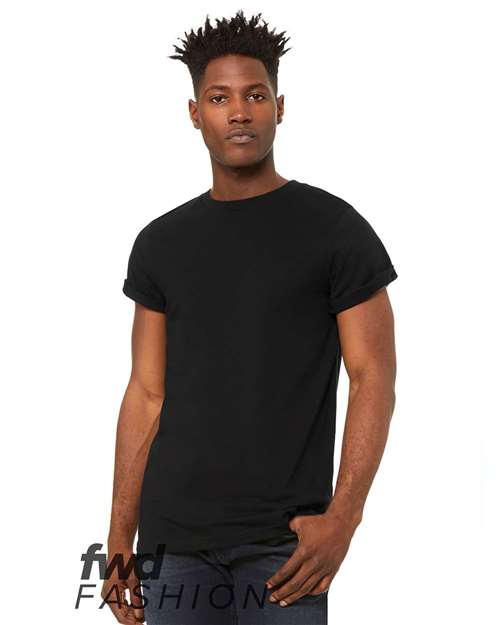 Bella + Canvas 3004 FWD Fashion Unisex Jersey Rolled Cuff Tee - Black - HIT a Double