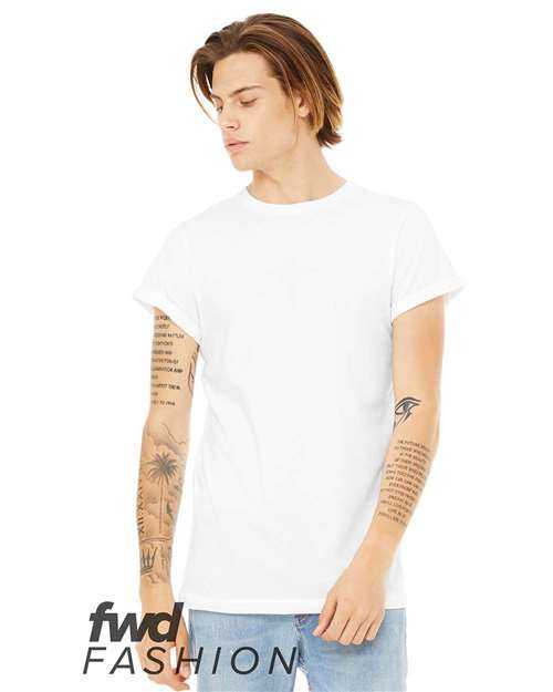 Bella + Canvas 3004 FWD Fashion Unisex Jersey Rolled Cuff Tee - White - HIT a Double