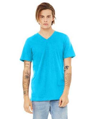 Bella + Canvas 3005CVC Unisex CVC Jersey V-Neck T-Shirt - Neon Blue - HIT a Double