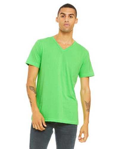 Bella + Canvas 3005CVC Unisex CVC Jersey V-Neck T-Shirt - Neon Green - HIT a Double
