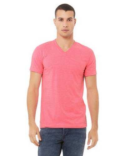 Bella + Canvas 3005CVC Unisex CVC Jersey V-Neck T-Shirt - Neon Pink - HIT a Double